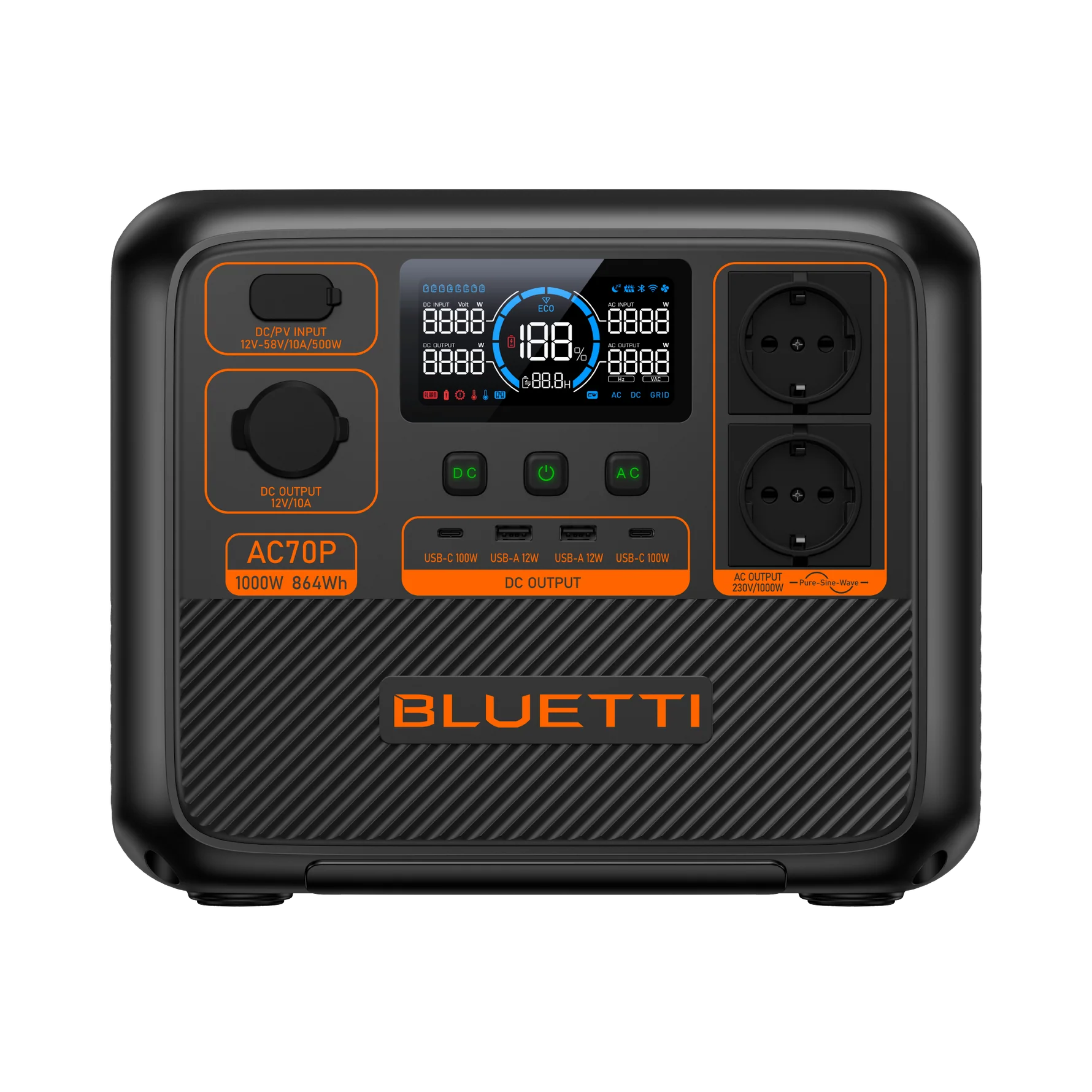 BLUETTI AC70P Station électrique portable | 1000 W / 864 Wh