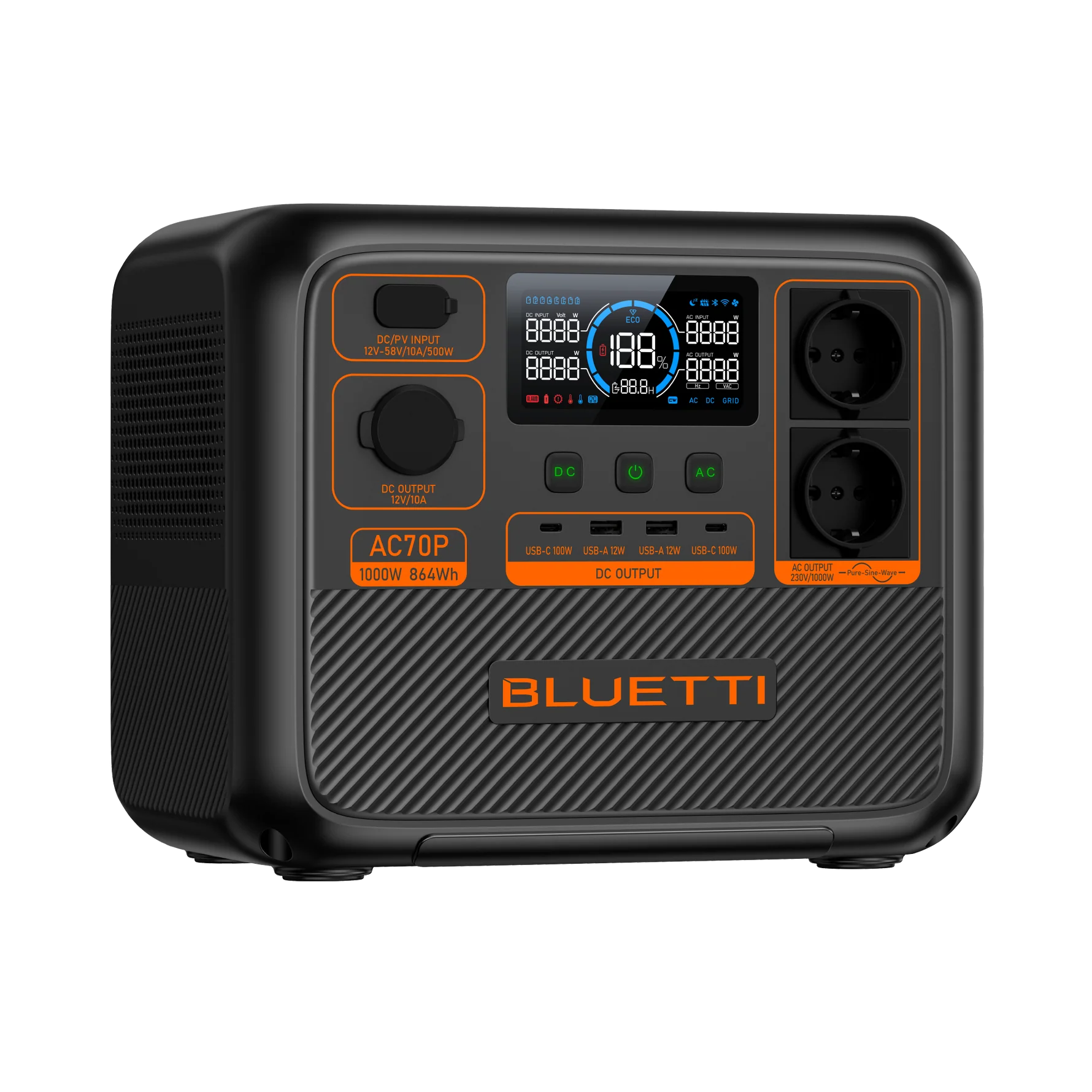 BLUETTI AC70P Station électrique portable | 1000 W / 864 Wh