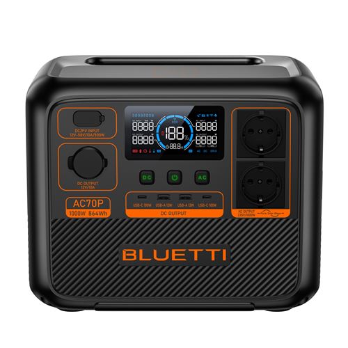 BLUETTI AC70P Station électrique portable | 1000 W / 864 Wh - KARIB'LIGHT